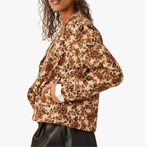 Free People Floral Print Boxy Blazer Sz XS